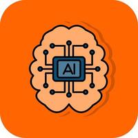 Artificial Intelligence Filled Orange background Icon vector