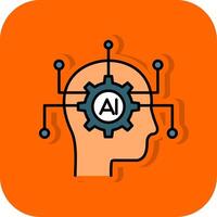 Artificial Intelligence Filled Orange background Icon vector