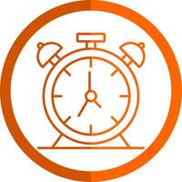 Alarm Clock Line Orange Circle Icon vector