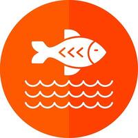Fish Glyph Red Circle Icon vector
