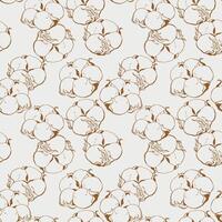 Seamless black and white pattern of cotton flowers. Botanical illustration using engraving technique. ink sketch. Illustration suitable for fabric, textile vector