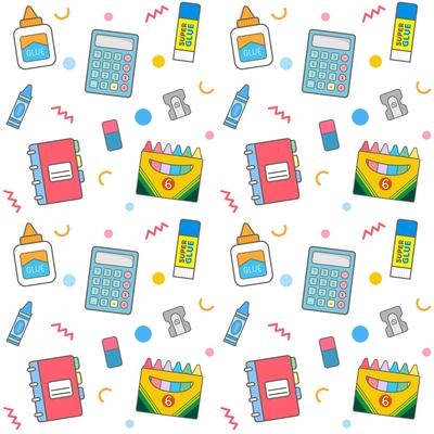 cute seamless pattern hand drawn back to school stationery background illustration