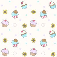 Kids seamless pattern cute cupcake hand drawn background vector