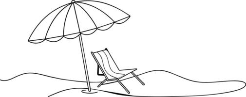 playa silla y paraguas ilustración vector
