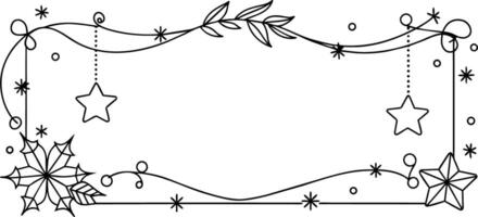 christmas frame with stars and leaves vector