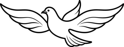 a black and white drawing of a dove vector