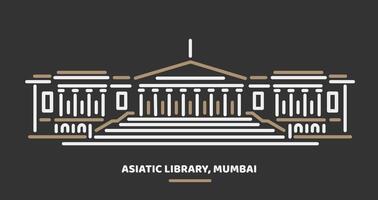 Asiatic Society Library, Mumbai Building illustration. vector