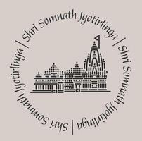 Somnath jyotirlinga temple 2d icon with lettering. vector