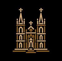 montar María Iglesia Mumbai edificio línea ilustración icono. vector