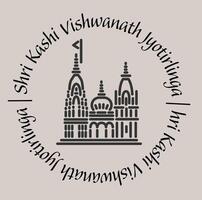 Kashi Vishwanath jyotirlinga temple 2d icon with lettering. vector