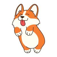 Cute orange Corgi jumping isolated on white background vector