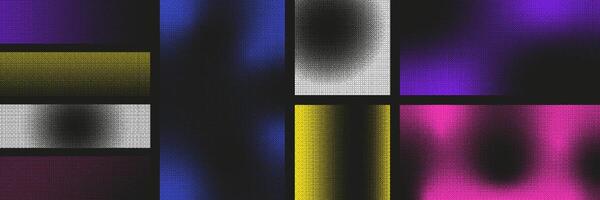 Halftone retro abstract bitmap colorful banner collection vector