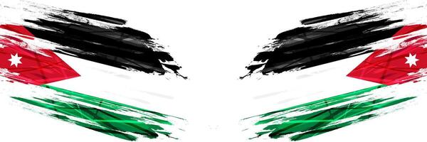 Jordan Flag in Brush Paint Style Isolated on White Background vector