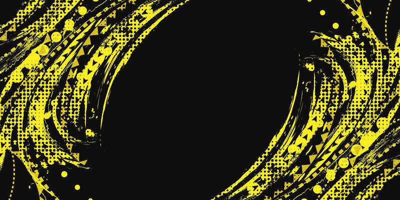 Abstract Black and Yellow Dirty Grunge Background with Halftone Effect. Sports Background with Brush Stroke Illustration