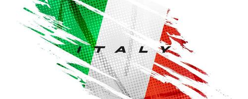 Italy Flag in Brush Paint Style with Halftone Effect. National Flag of Italy with Grunge Brush Concept vector