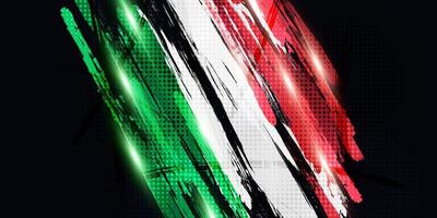 Italy Flag in Brush Paint Style with Halftone Effect. National Flag of Italy with Grunge Brush Concept vector