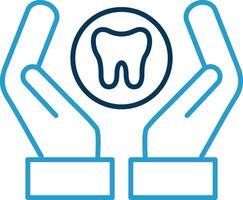 Dental Care Line Blue Two Color Icon vector