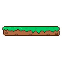 Grass platform for 8-bit games. icon in pixel art style vector