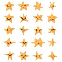 Stars kawaii set. flat icons vector