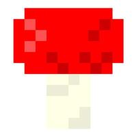 Mushroom for 8-bit games. Icon in pixel art style vector