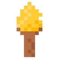 Torch for 8-bit games. icon in pixel art style vector