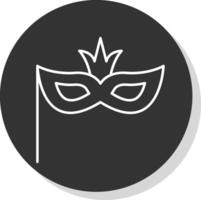 carnaval máscara línea gris circulo icono vector