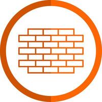 ladrillo pared línea naranja circulo icono vector
