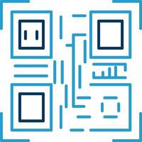 Qr Code Line Blue Two Color Icon vector