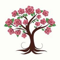Rosa flores árbol vector