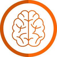 Brain Line Orange Circle Icon vector