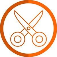 Scissors Line Orange Circle Icon vector