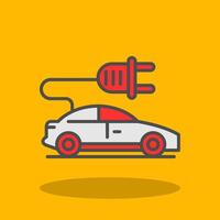 Electric Car Filled Shadow Icon vector