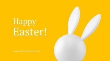 Happy Easter bunny head with long ears festive 3d banner design template realistic illustration vector