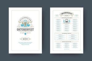 Oktoberfest menu vintage typography template with cover beer festival celebration and label design illustration vector