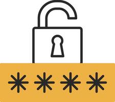 Broken Password Skined Filled Icon vector