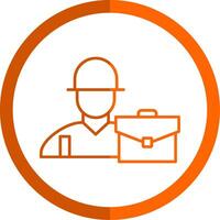 trabajador línea naranja circulo icono vector