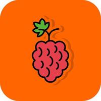 Raspberries Filled Orange background Icon vector