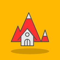 montaña casa lleno sombra icono vector