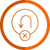 No U Turn Line Orange Circle Icon vector