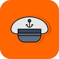 Captain Hat Filled Orange background Icon vector