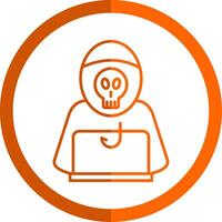 Data Phishing Line Orange Circle Icon vector