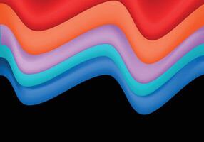 Multi color three dimensional wave shape for design element. vector