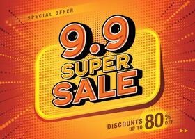 9.9 Shopping Day Super Sale Banner Template design special offer discount. vector