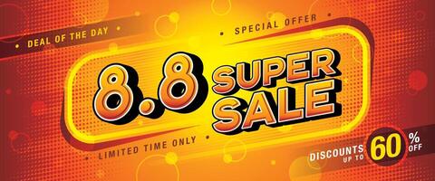 8.8 Shopping Day Super Sale Banner Template design special offer discount. vector