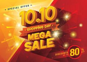 10.10 Shopping Day Mega Sale Banner Template design special offer discount, Shopping banner template vector