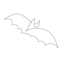 Continuous single line art drawing of cute flying bat for outline vector