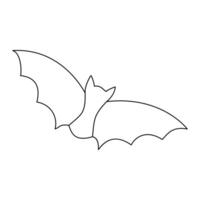 Continuous single line art drawing of cute flying bat for outline vector
