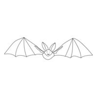 Continuous single line art drawing of cute flying bat for outline vector