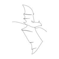 Continuous single line art drawing of cute flying bat for outline vector