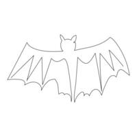 Continuous single line art drawing of cute flying bat for outline vector